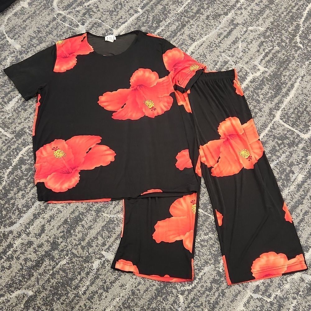 JNJ Fashion Hibiscus Top & Pants Vintage 3XL
